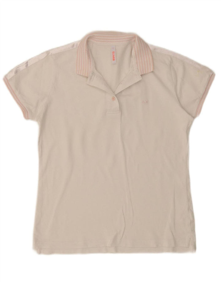 SUN68 Womens Polo Shirt UK 14 Large White Cotton
