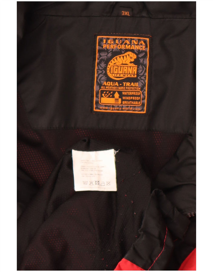 Iguana Herren-Regenjacke, UK 46 3XL, rotes Colourblock-Polyester