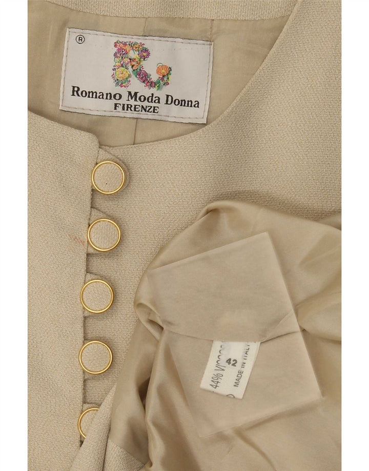 Vintage Damen Blazer mit Grafik, IT 42, Mittelbeige, Tierdruck