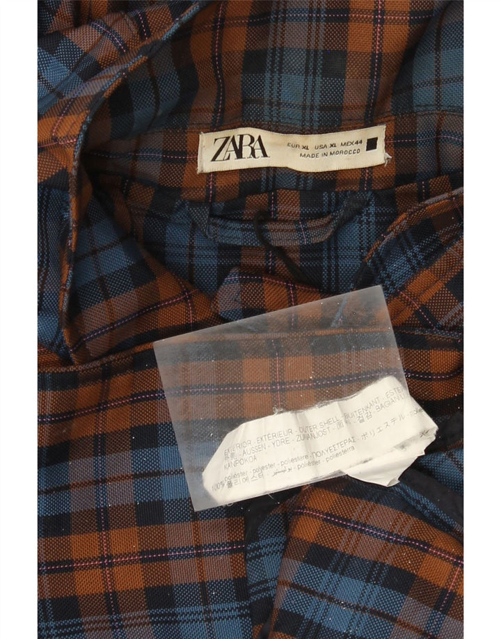 Zara Herren-Mantel mit Kapuze, UK 42, XL, mehrfarbig, kariert, Polyester