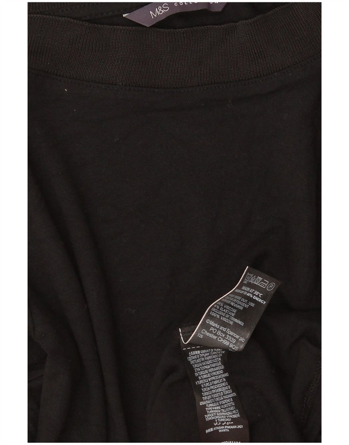 Marks & Spencer Damen Top 3/4 Ärmel UK 18 XL Schwarz Viskose