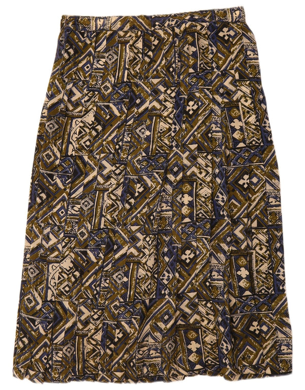 Alba Fornari Damen Faltenrock W28 Medium Khaki Geometrisch
