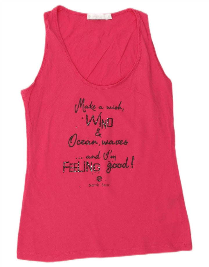 North Sails Womens Graphic Vest Top UK 10 Small Rosa Baumwolle