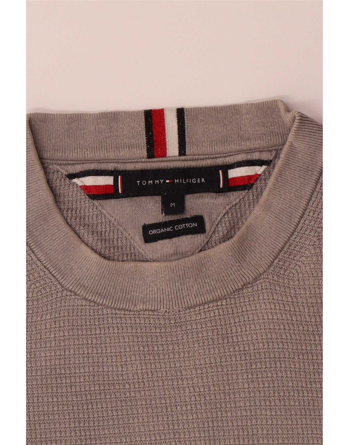 Tommy Hilfiger Herren-Pullover mit Rundhalsausschnitt, mittelgraue Baumwolle