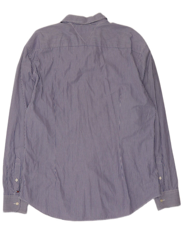 Tommy Hilfiger Herren Slim Fit Hemd 2XL Marineblau Nadelstreifen Baumwolle