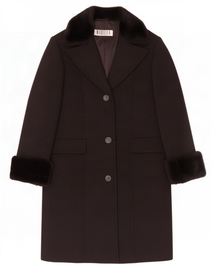 Marella Damenmantel UK 12 Mittelschwarze Wolle