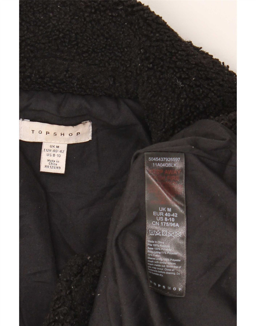 Topshop Damen Fleece-Bomberjacke in Übergröße, UK 14, Mittelschwarz, Polyester