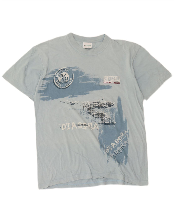 Diadora Herren-T-Shirt mit Grafik, groß, aus blauer Baumwolle