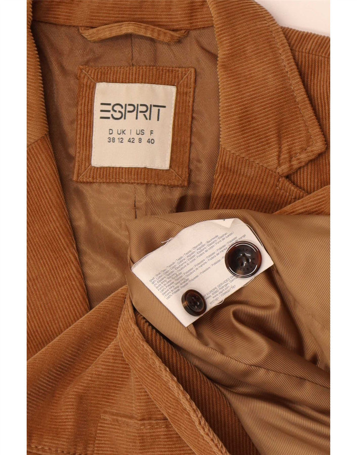 Esprit Damen-Blazerjacke aus Cord mit 2 Knöpfen, Größe UK 12, mittelbraun, Baumwolle