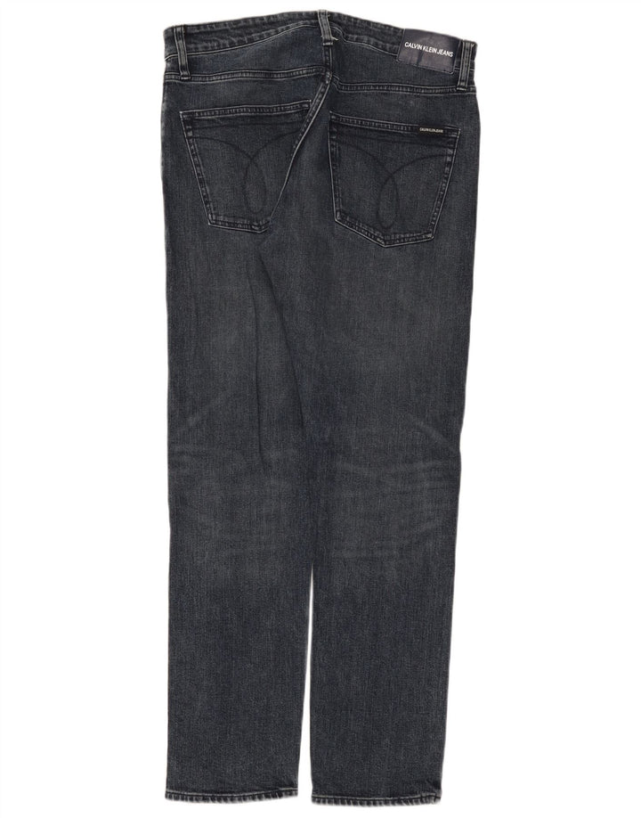 Calvin Klein Herren Straight Jeans W32 L32 Graue Baumwolle