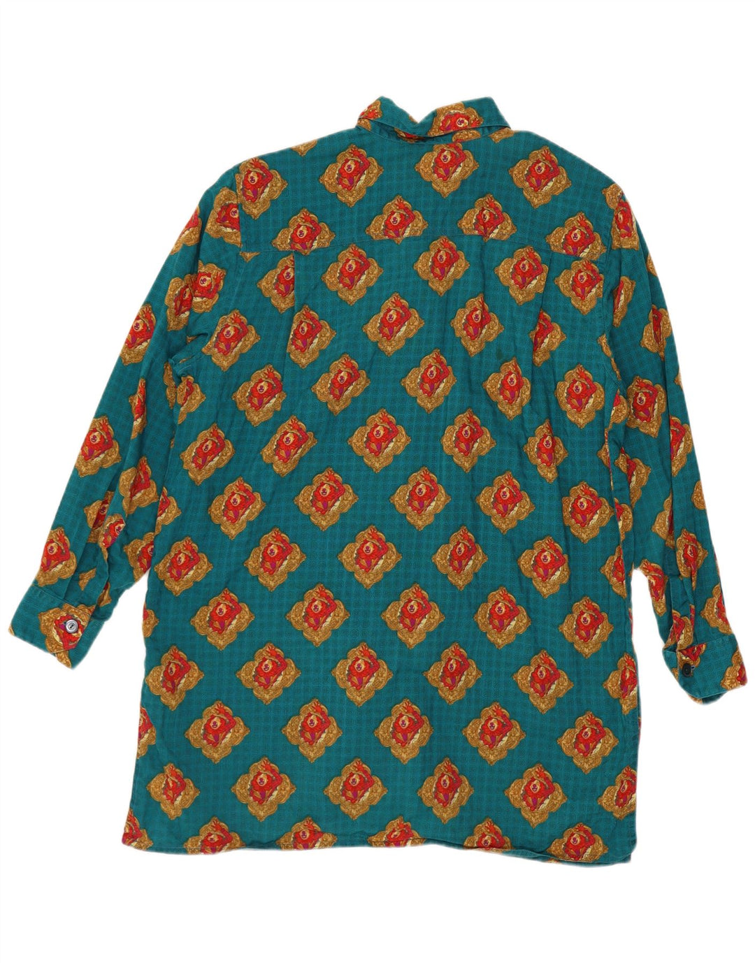 Vintage Damen Hemd mit abstraktem Muster, UK 16, groß, blau, geometrisch