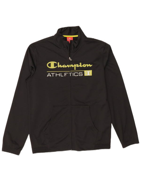 Champion Jungen-Trainingsanzugoberteil mit Grafik, 15–16 Jahre, 2XL, schwarzes Polyester