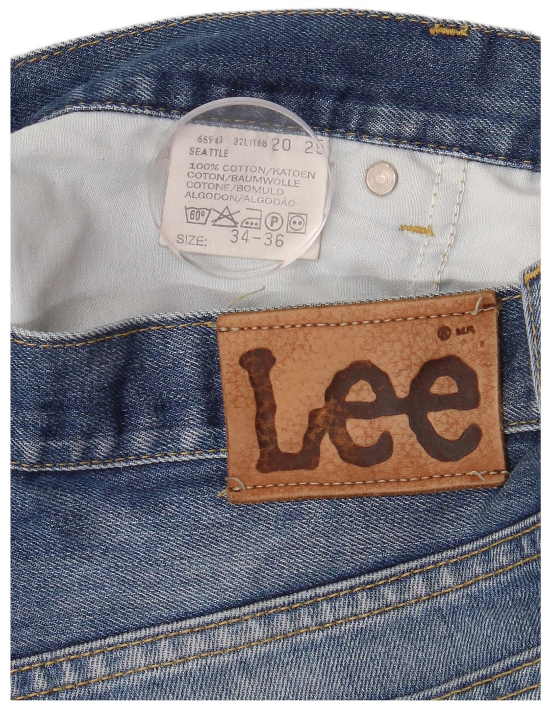 Lee Herren Seattle Straight Jeans W34 L36 Blaue Baumwolle