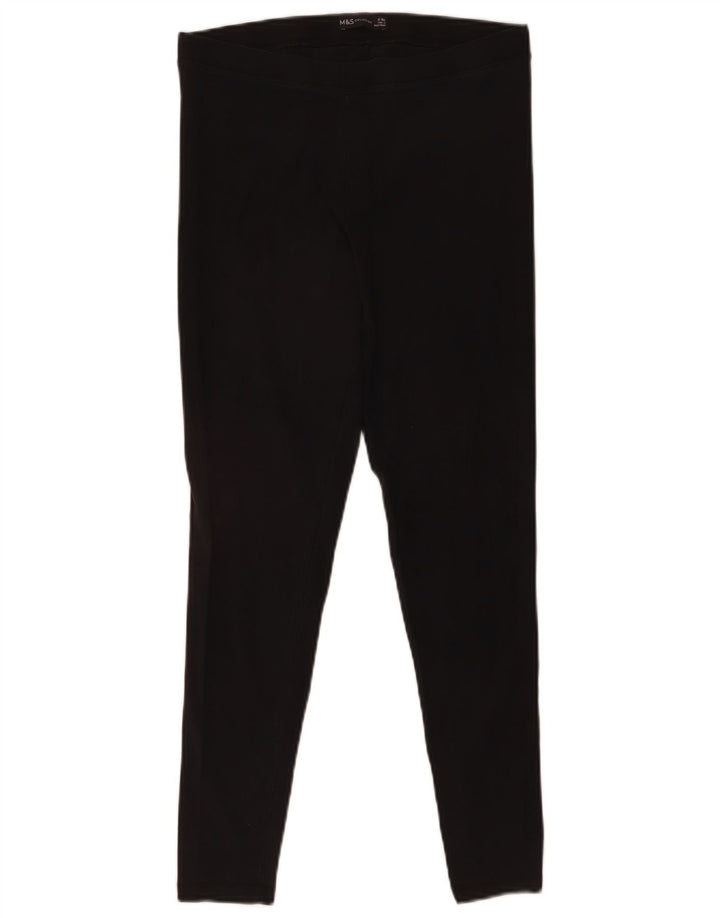 Marks & Spencer Damen Leggings UK 12 Mittelschwarze Baumwolle