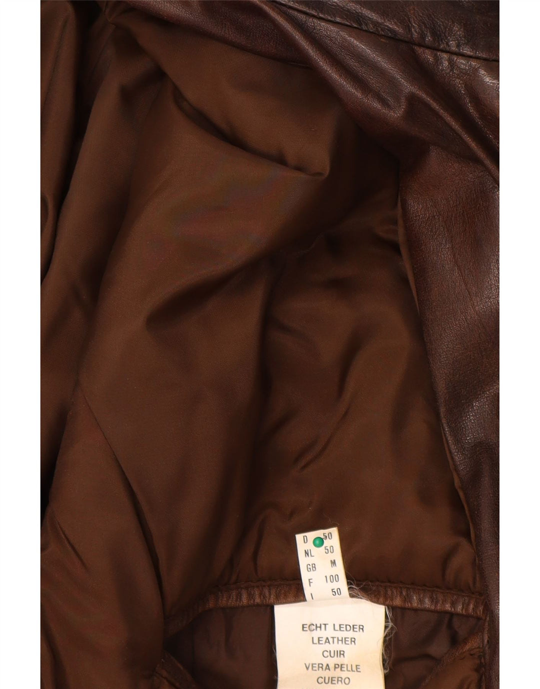 M. Flues Herren-Lederjacke mit lockerer Passform, UK 38, mittelbraunes Leder