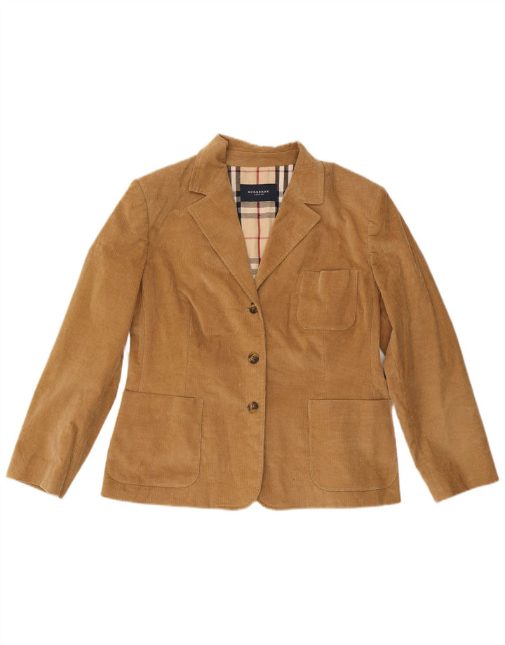 Burberry Damen-Blazerjacke aus Cord mit 3 Knöpfen, IT 46, große braune Baumwolle