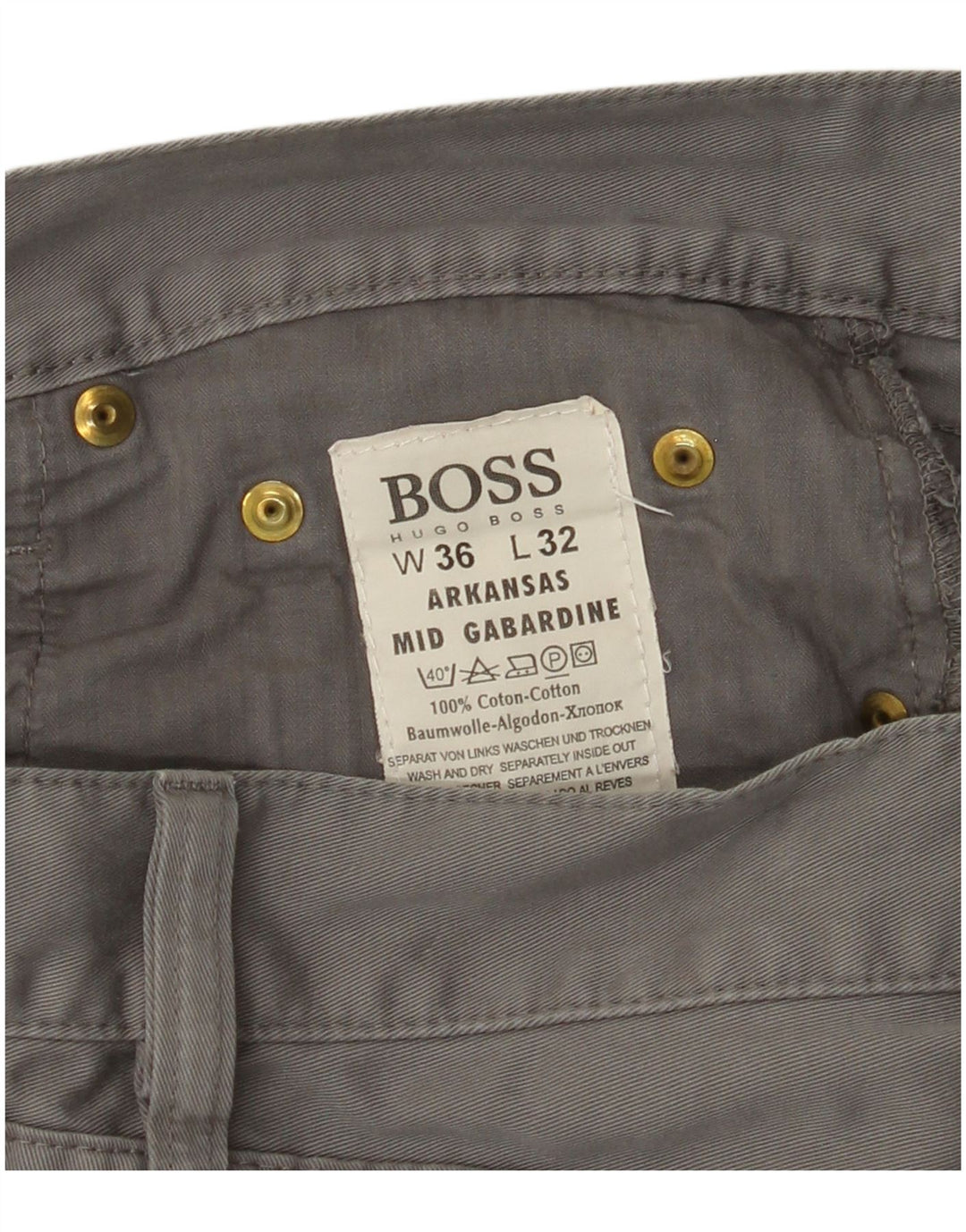 HUGO BOSS Herren Arkansas Straight Casual Hose W36 L32 Graue Baumwolle