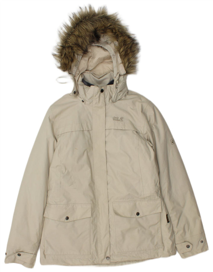 Jack Wolfskin Damen Wattierte Jacke mit Kapuze UK 8/10 Small Beige Polyamid