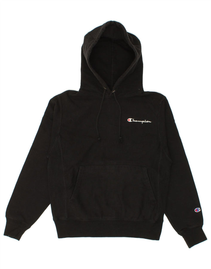 CHAMPION Mens Hoodie Jumper Small Black Cotton Vintage Champion and Second-Hand Champion from Messina Hembry 