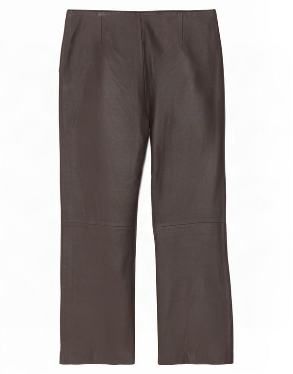 Olly & Co Damen Bootcut-Lederhose UK 14 Large W34 L30 Braun
