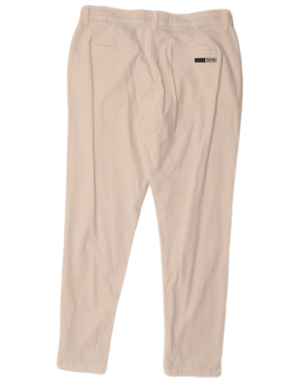 SUPERDRY Slim Chino-Hose für Damen, UK 16, Größe L W34 L29, weiße Baumwolle