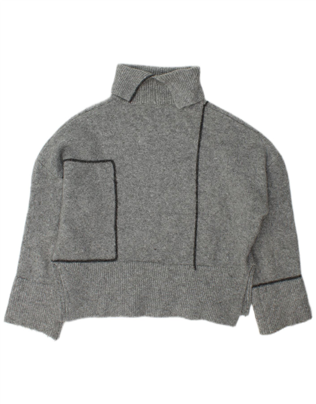 Zara Damen-Pullover mit Rollkragen, übergroß, Gr. 10, Small, Grau, Acryl