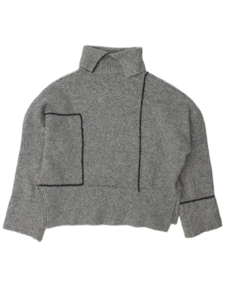 Zara Damen-Pullover mit Rollkragen, übergroß, Gr. 10, Small, Grau, Acryl