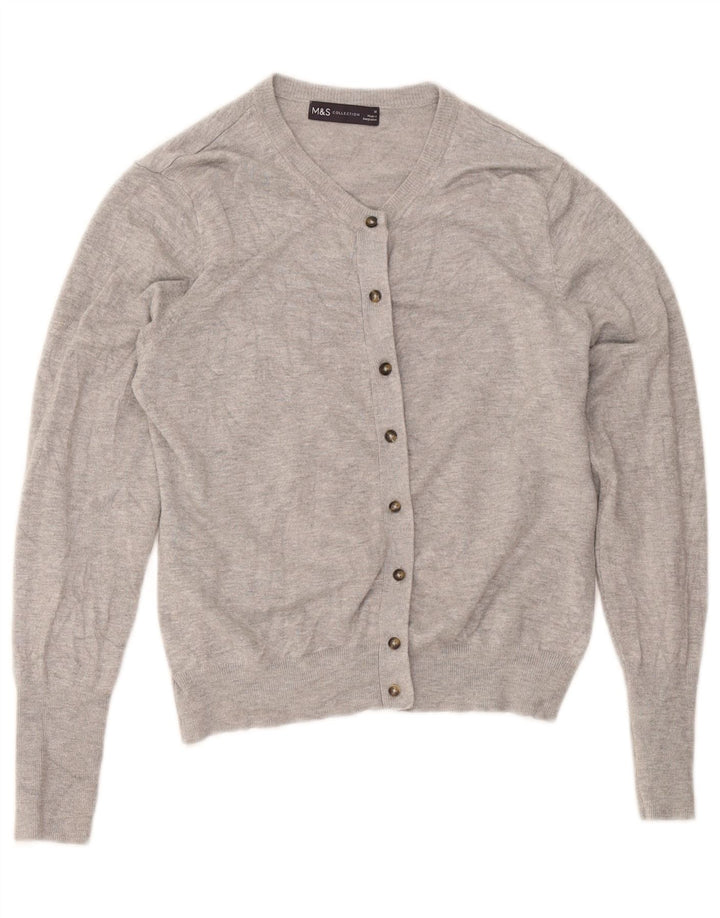 Marks & Spencer Damen Crop Cardigan Pullover UK 14 Mittelgrau meliert