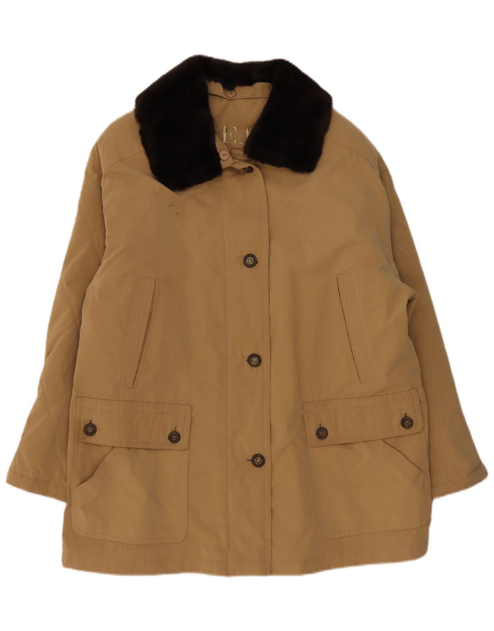 Vintage Damen Übergroße Utility-Jacke UK 18 XL Beige Polyester