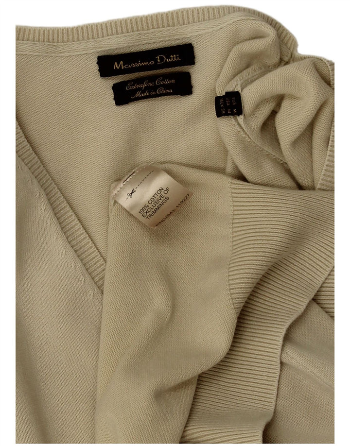 Massimo Dutti Herren-Pullover mit V-Ausschnitt aus mittelbeiger Baumwolle