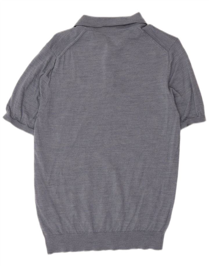 Reiss Herren-Poloshirt aus mittelblauer Wolle