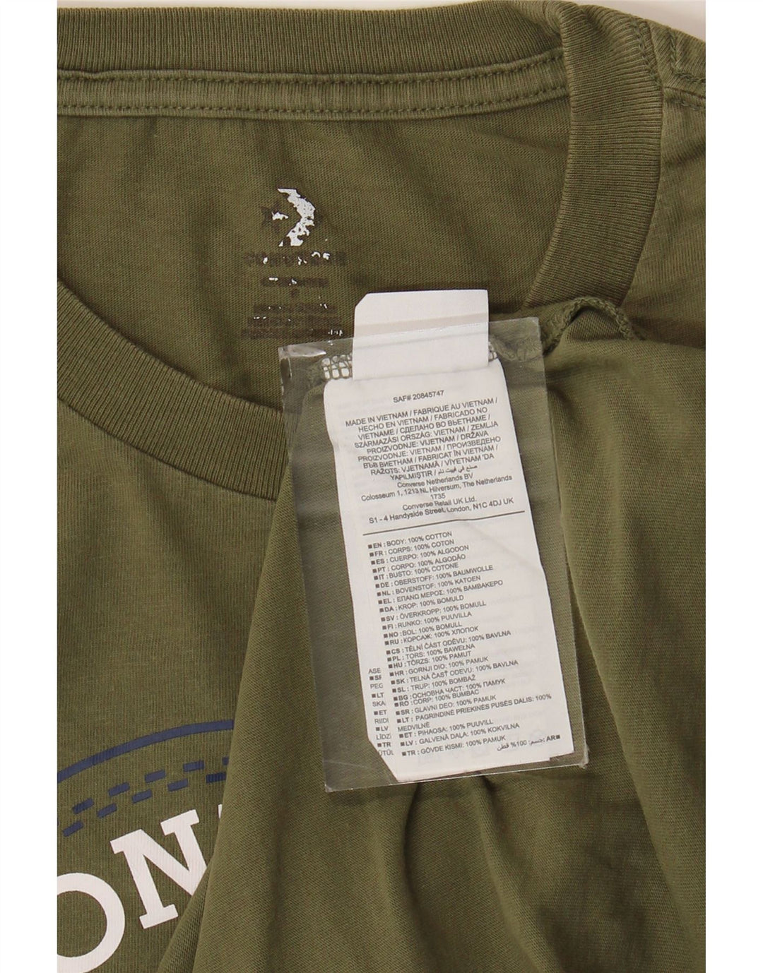 Converse Herren-T-Shirt mit Grafik, Größe S, Khaki, Baumwolle