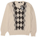Izod Herren-Pullover mit V-Ausschnitt, XL, weiße Argyle-/Diamant-Baumwolle