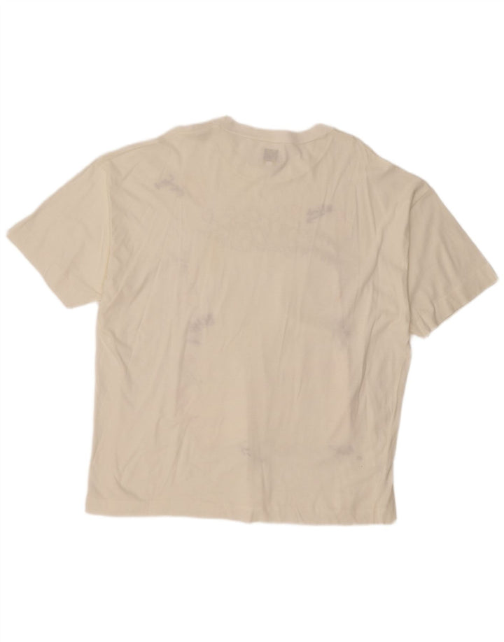 BENETTON Herren-T-Shirt mit Grafik, XL, gebrochenes Weiß