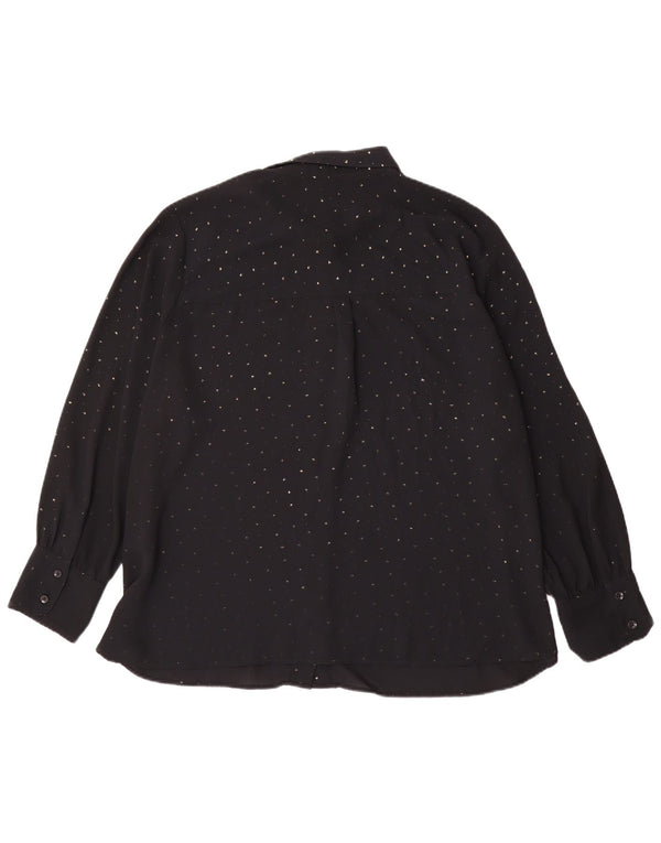 Marks & Spencer Damen-Hemdbluse, UK 24 4XL, schwarz gepunktetes Polyester