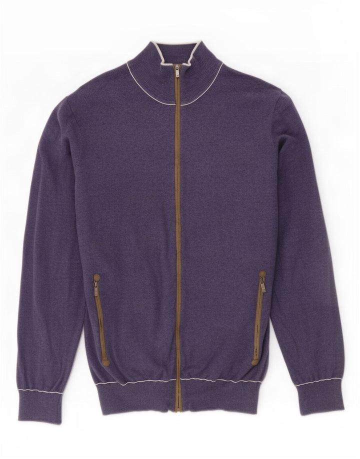 Massimo Dutti Herren-Strickjacke aus mittelblauer Baumwolle