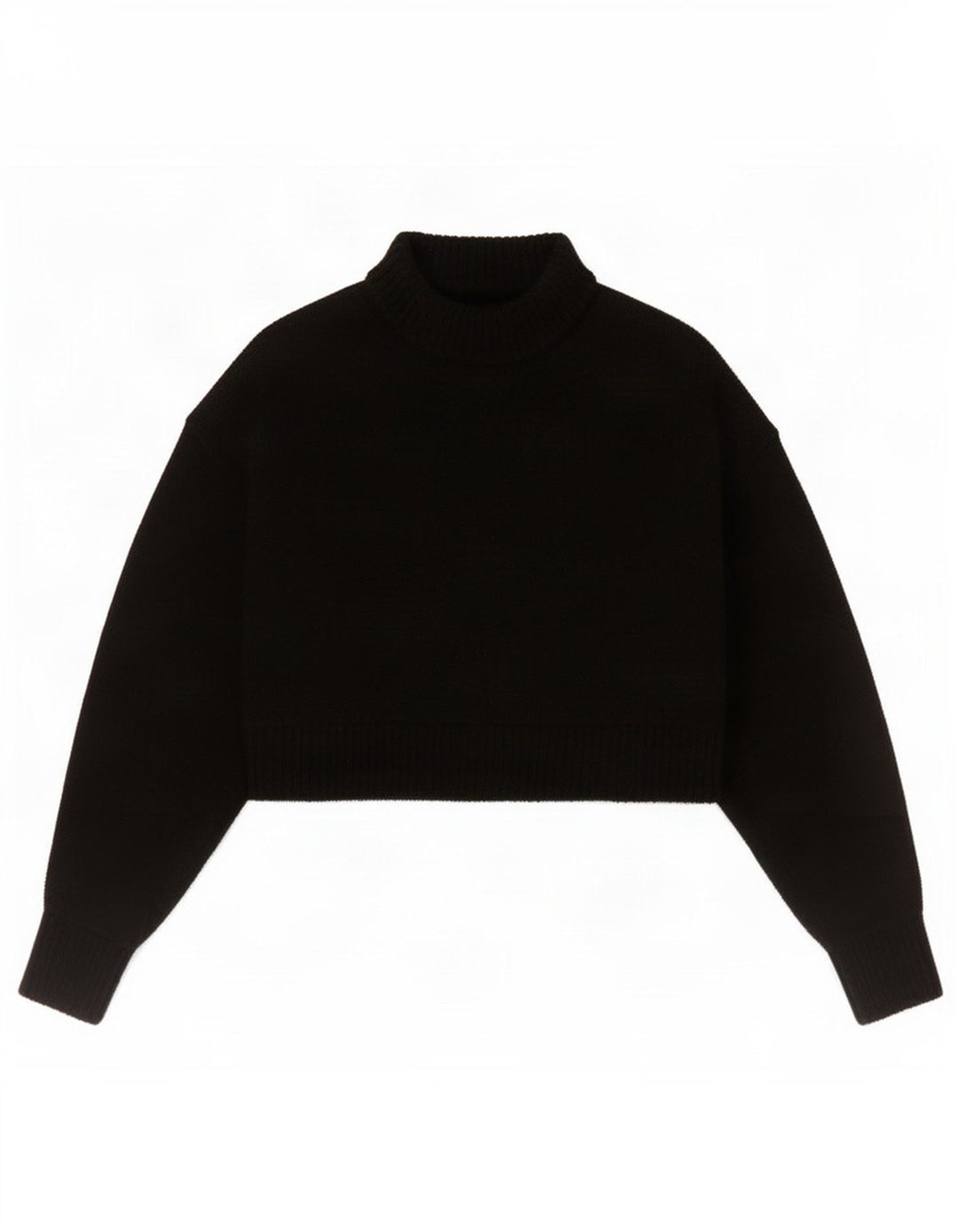 Zara Damen Crop Rollkragenpullover Pullover UK 12 Mittelschwarze Wolle