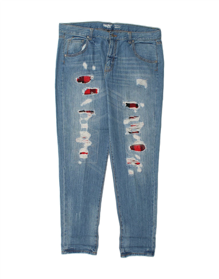 MOSSIMO Womens Boyfriend Distressed Slim Jeans US 14 XL W38 L32 Blue Vintage Mossimo and Second-Hand Mossimo from Messina Hembry 