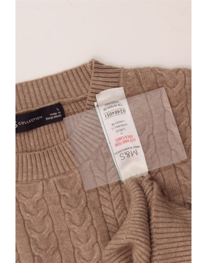 MARKS & SPENCER Damen Crop Pullover mit Rundhalsausschnitt, UK 16, Größe L, Braun