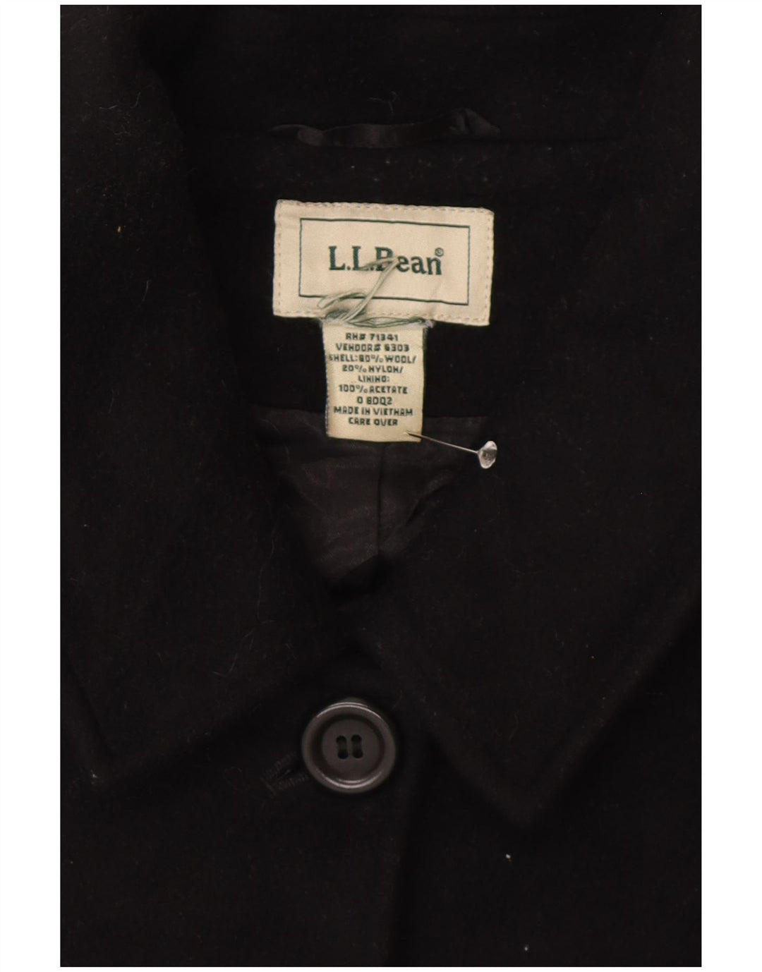 L.L.Bean Damen Mantel UK 20 2XL Schwarze Wolle
