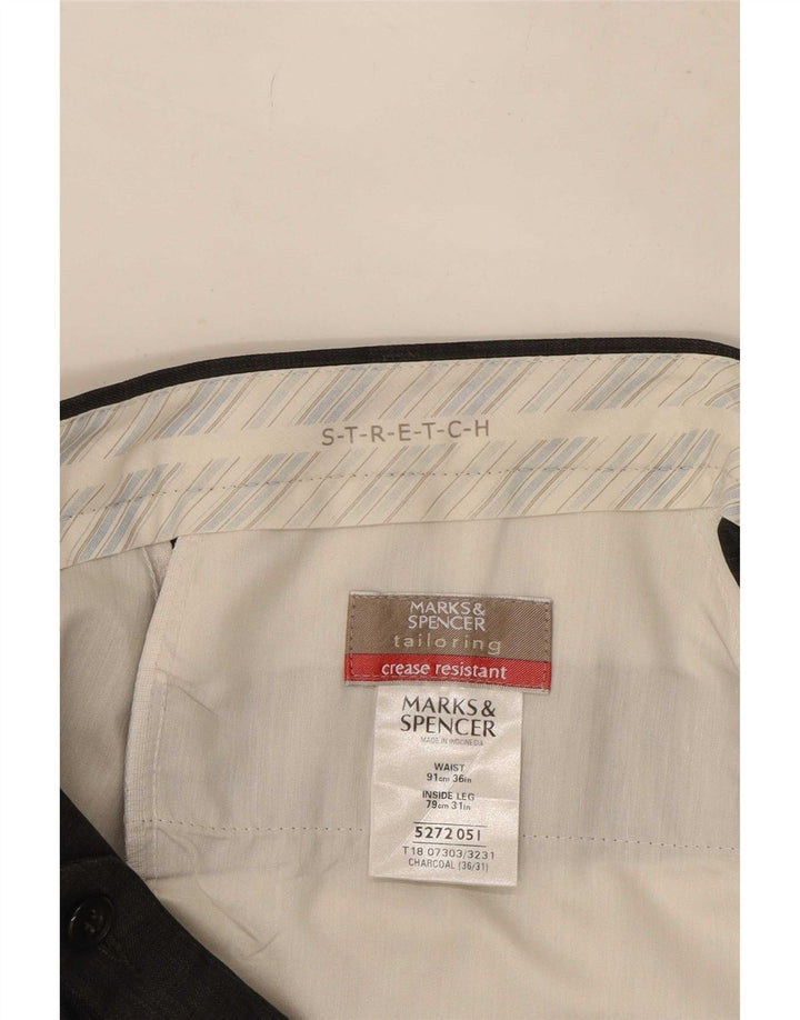Marks & Spencer Herren-Stretch-Anzughose mit Zapfen, W36, L31, graues Polyester