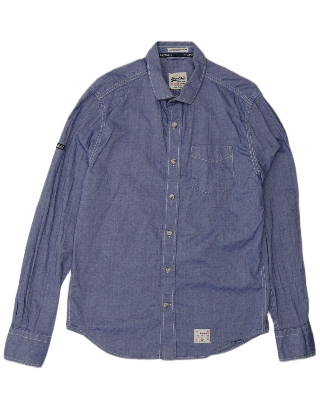 SUPERDRY Herren-Hemd aus Baumwolle, groß, blau gepunktet
