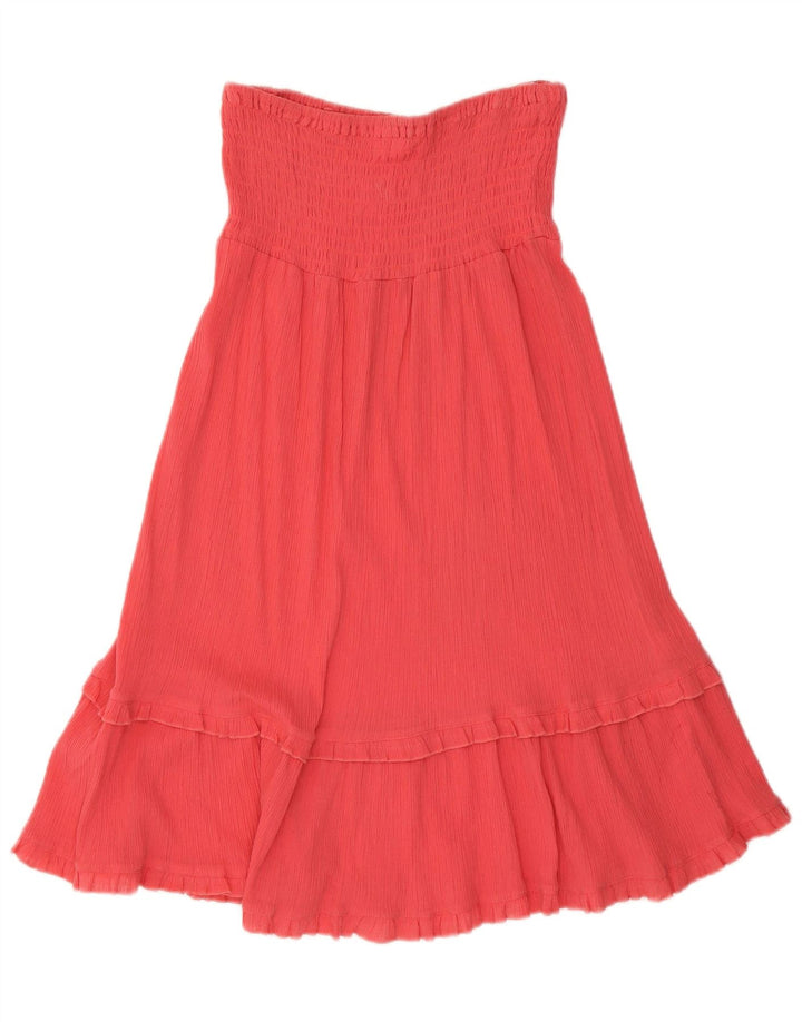 Marks & Spencer Damen Trägerloses Kleid UK 12 Mittelrote Baumwolle