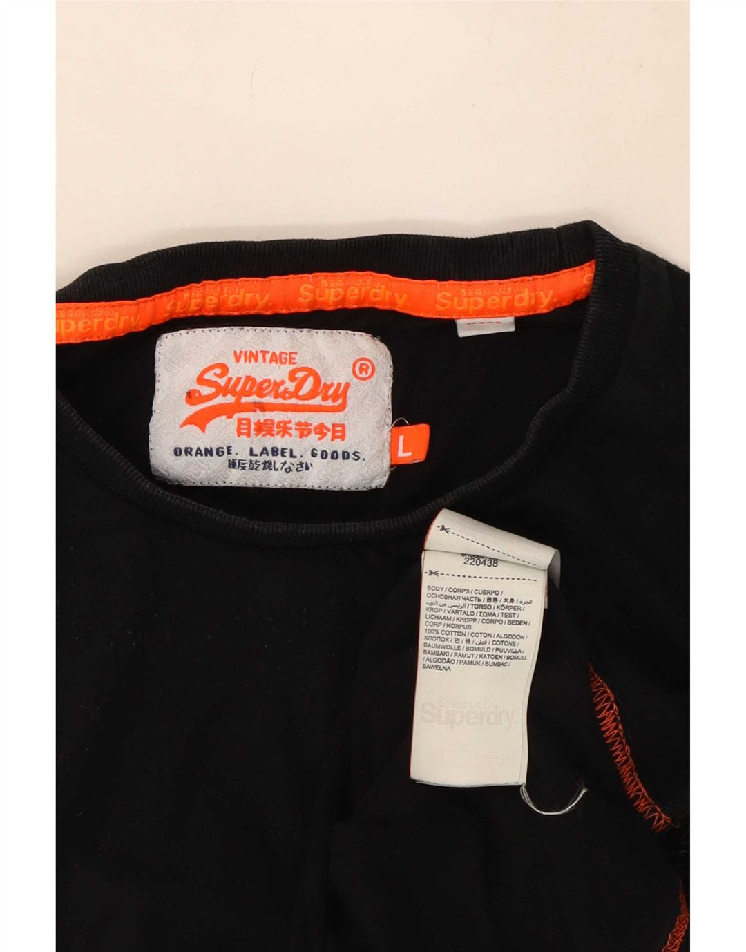 Superdry Herren-Langarmoberteil aus schwarzer Baumwolle in Größe L