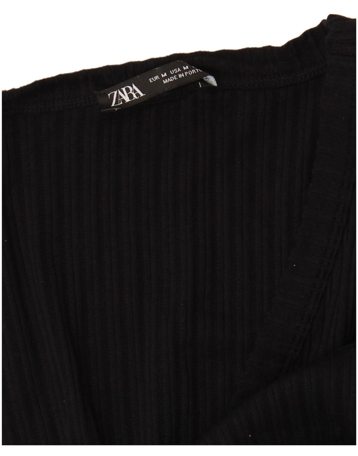 Zara Damen T-Shirt-Kleid UK 14 Medium Schwarz