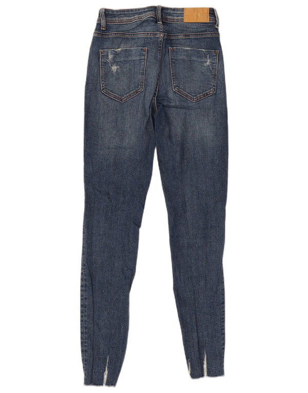 Zara Damen Distressed Skinny Jeans EU 34 2XS W24 L27 Blaue Baumwolle