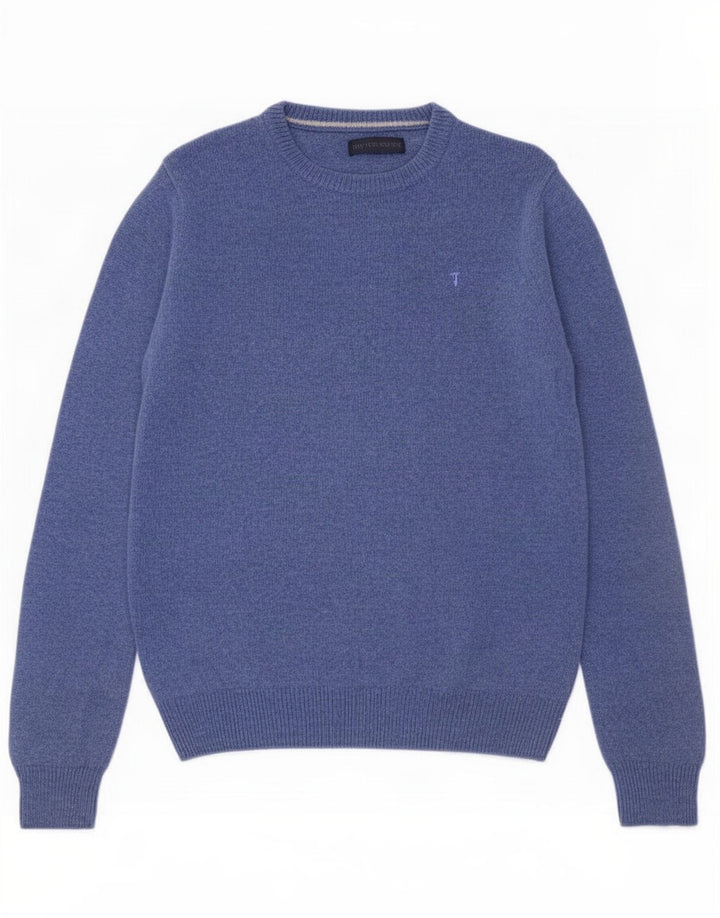 Trussardi Herren-Pullover mit Rundhalsausschnitt aus mittelblauer Wolle