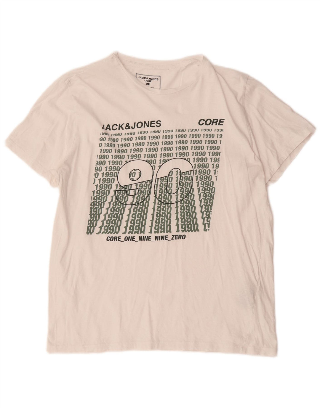 Jack & Jones Herren-T-Shirt mit Grafik, Größe L, aus weißer Baumwolle