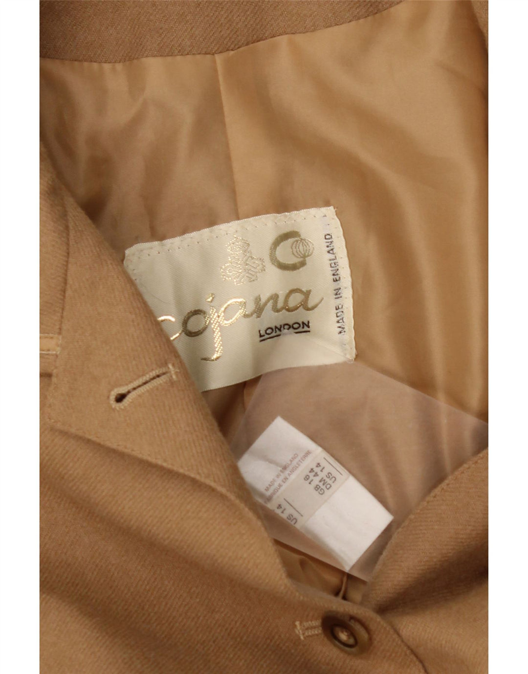 COJANA Damen 4-Knopf-Blazerjacke UK 16 Große beige Wolle