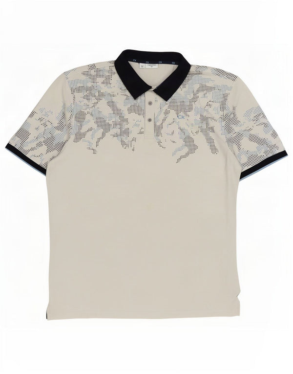 Calvin Klein Herren-Poloshirt XL, weiße Camouflage-Baumwolle